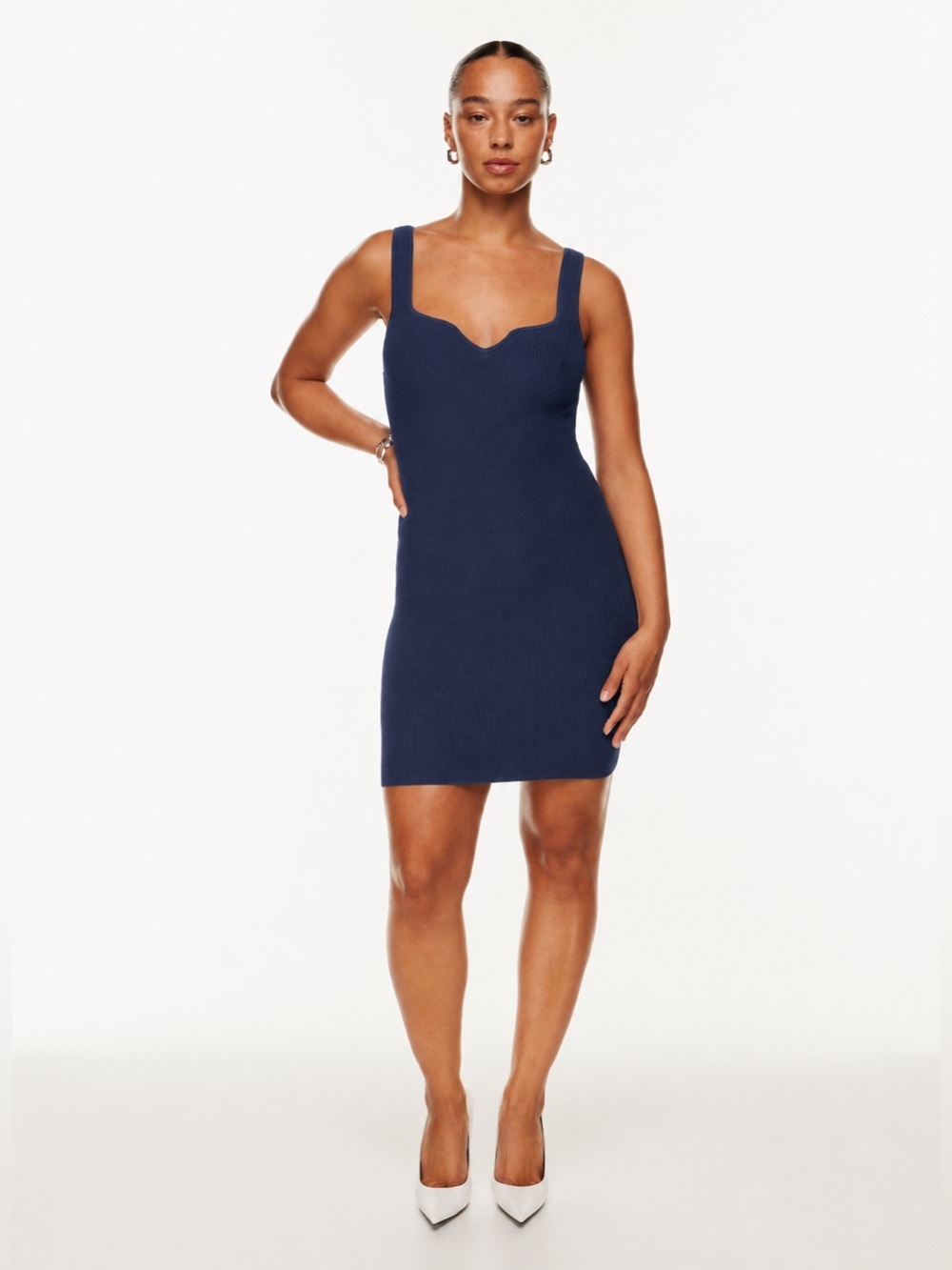 Aritzia Babaton Sculpt Knit Notch Dress Size XL ribbed Yarn bodycon dress